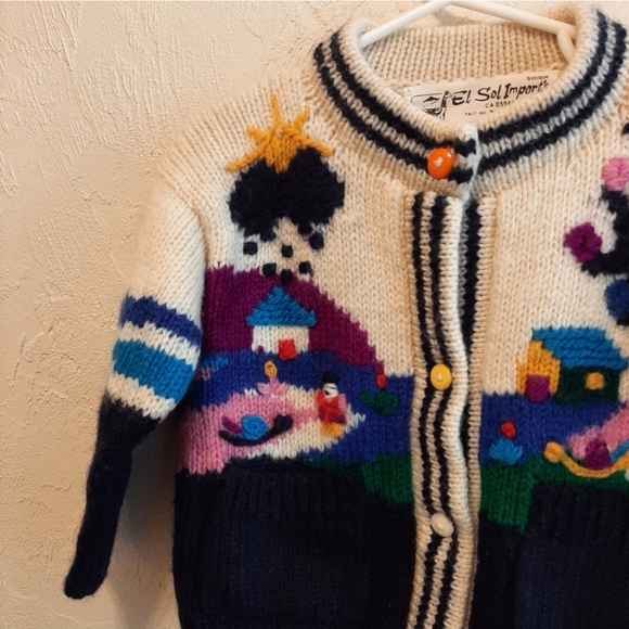 Vintage Embroidered Wool Jacket Cardigan 2T - Picture 4 of 10